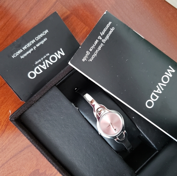 Movado Pink Face Bangle Watch 0605284 - Picture 2 of 10